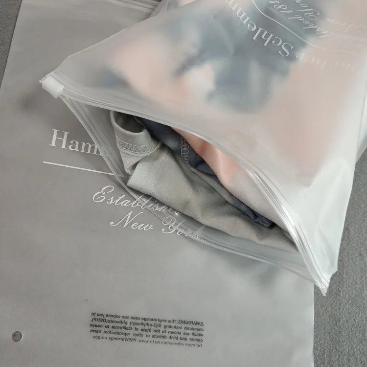 Wholesale Custom Plastic Zip Bags Matte/Frosted Zipper Bag For Clothing Plastic Bag Pouch With Ziplock