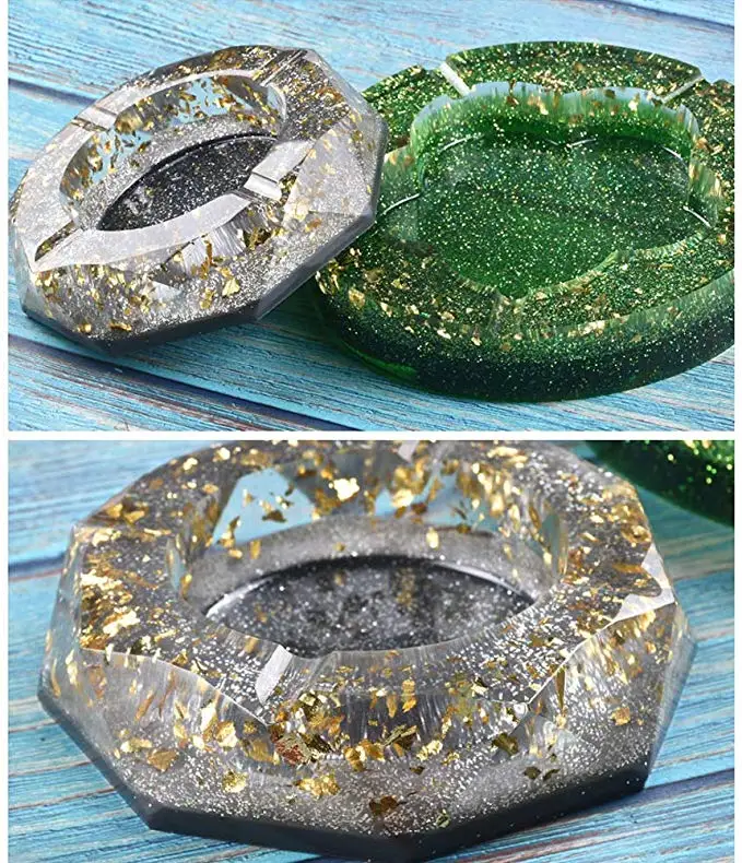 Ashtray Mold, 8pcs Resin Silicone Molds for DIY Cup Coaster Ashtray Pen Pendant Soap Candle Soap Holder Craft, Home Decoration