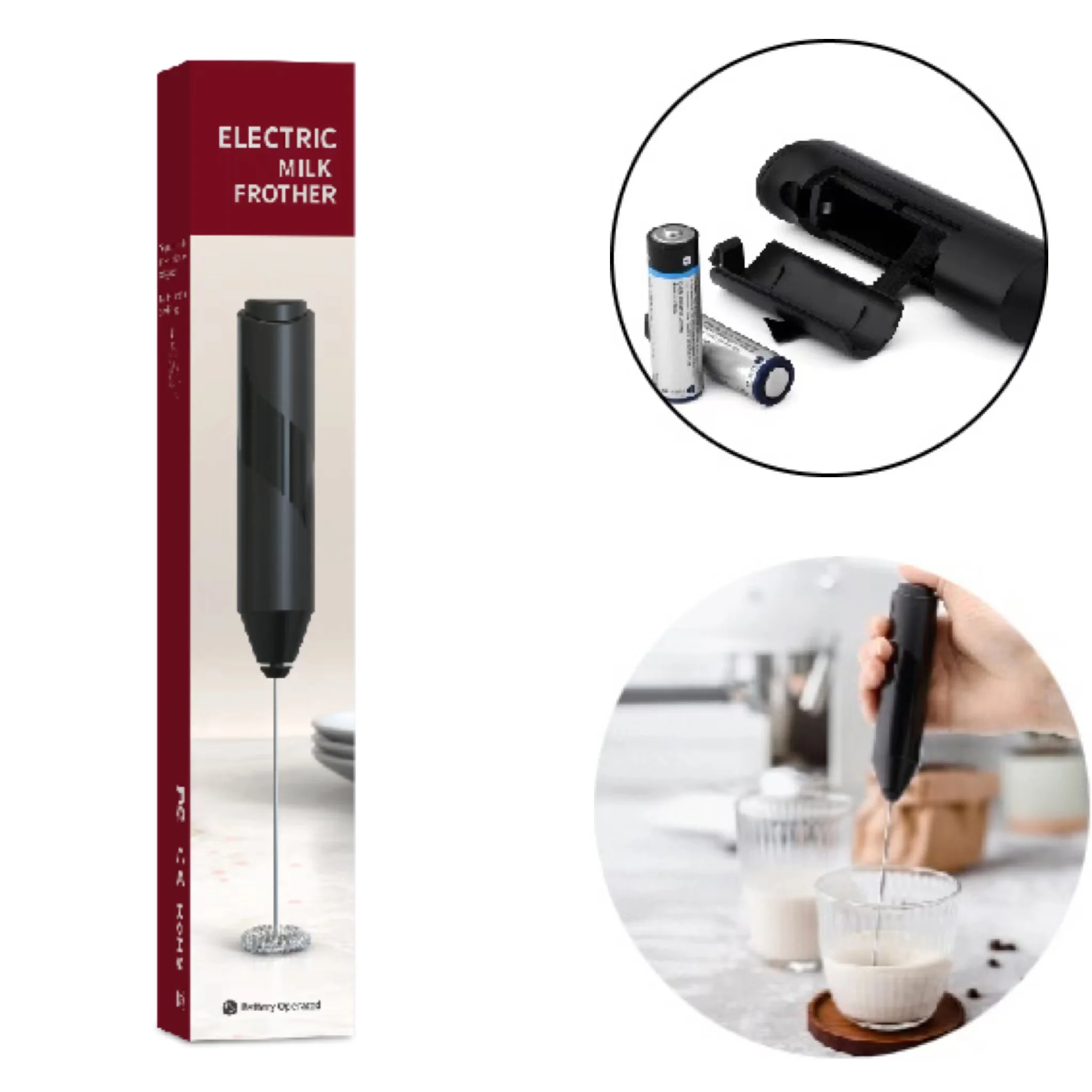 Coffee kit Electric Milk Frother Milk Foam Device Powered by 2 AA alkaline batteries
