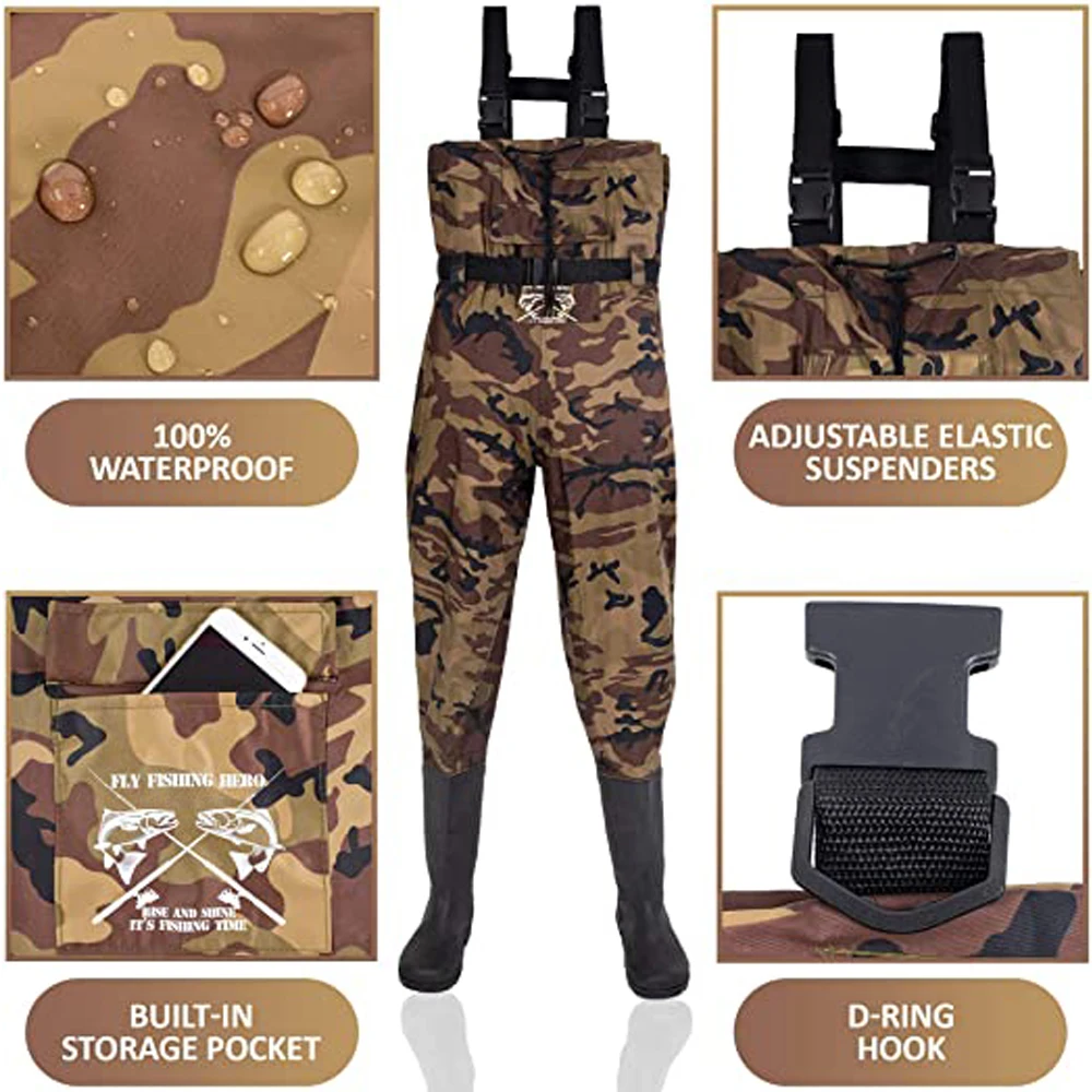 Fly Fishing Hero Chest Waders for Men with Boots Hunting Waders Fishing Boots Waders for Women Free Hangers Included (B07)