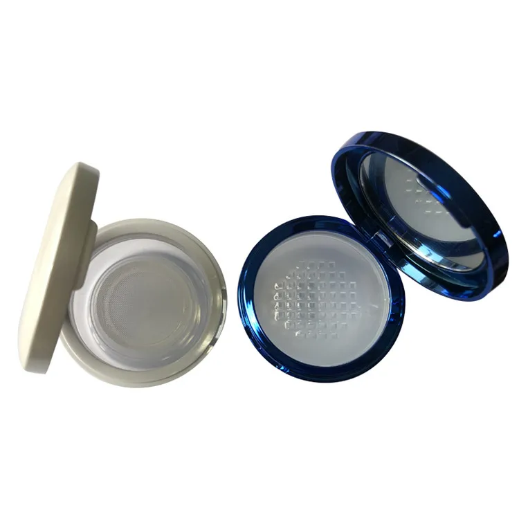 Custom Makeup Metal Cosmetic Round Empty Private Label Jar White Loose Powder Container Case With Sifter