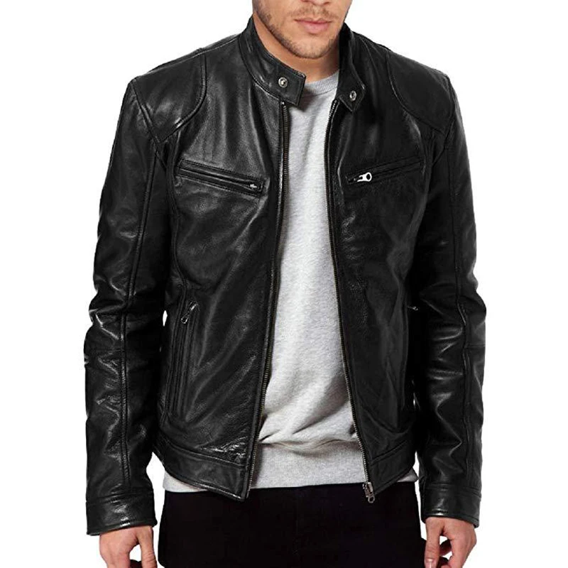 High Quality Men Leather Coats Trendy Slim Fit Jacket for Men Stylish Faux Leather Clothes