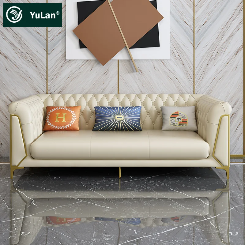 Comfortable Modern European Style Corner 1 2 3 Seater Leather Sofa