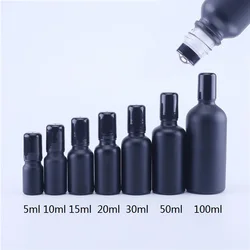 10ml 15ml 20ml 30ml 50ml 100ml Matte Black Glass Roll on Bottles Stainless Steel Roller Ball for Perfume Essential Oil