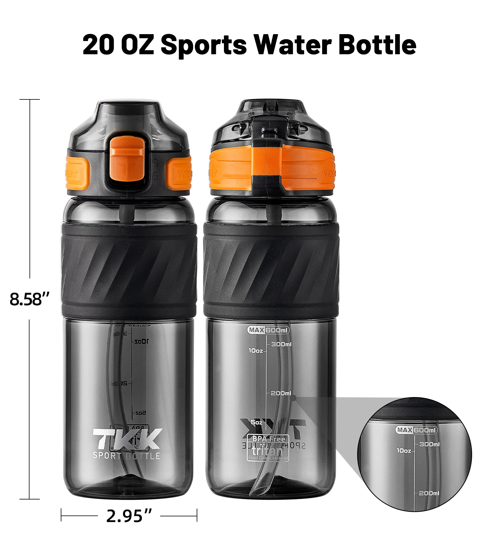 Custom Logo OEM Factory high quality custom new design clear 450ml 600ml plastic tritan running water bottle