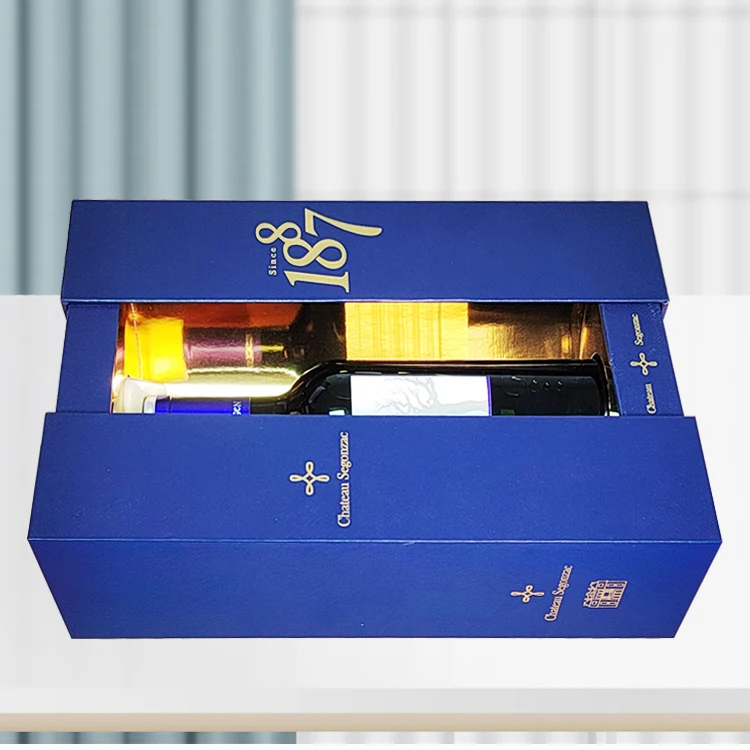 Luxury Custom Wine Packing Paper Box For Champagne Whisky Spirit Red Wine Glass Bottle Double Door Gift Box