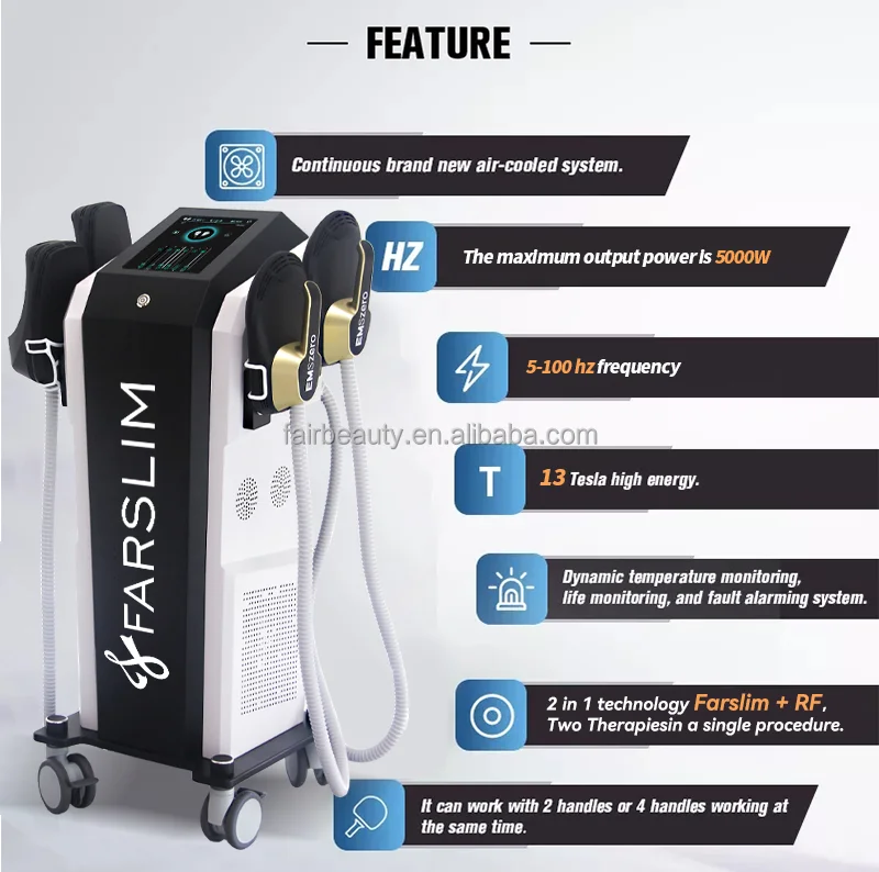Farslim ZERO Sculpting All Black  Muscle Stimulator 14Tesla 4handles+RF radio frequency legs arms Body shaping slimming