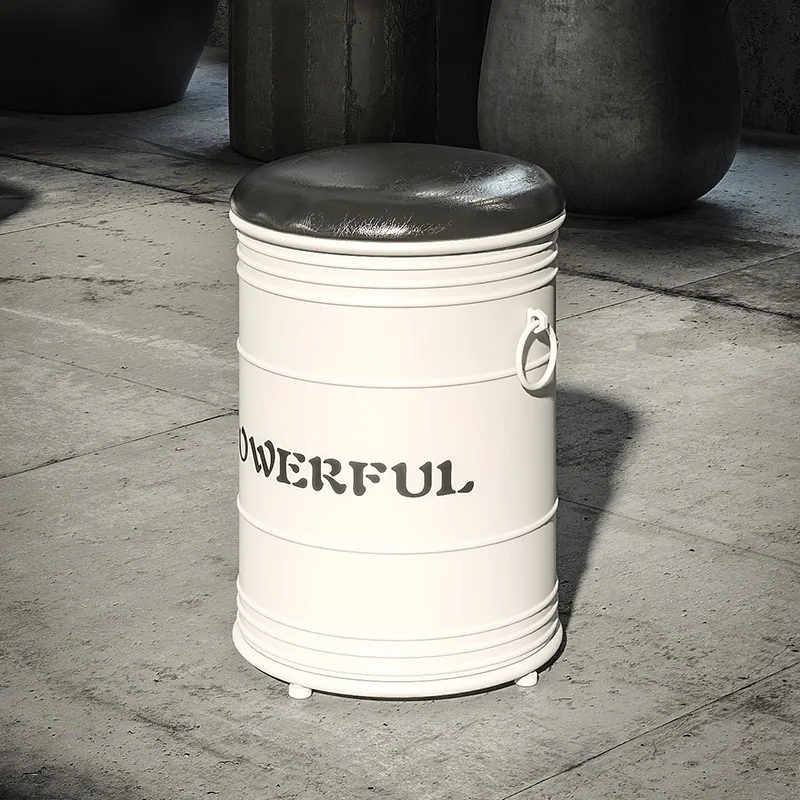 Creative Industrial Style Iron Dining Chair Commercial Barbecue Restaurant Bar Leisure Storage Oil Drum Stool