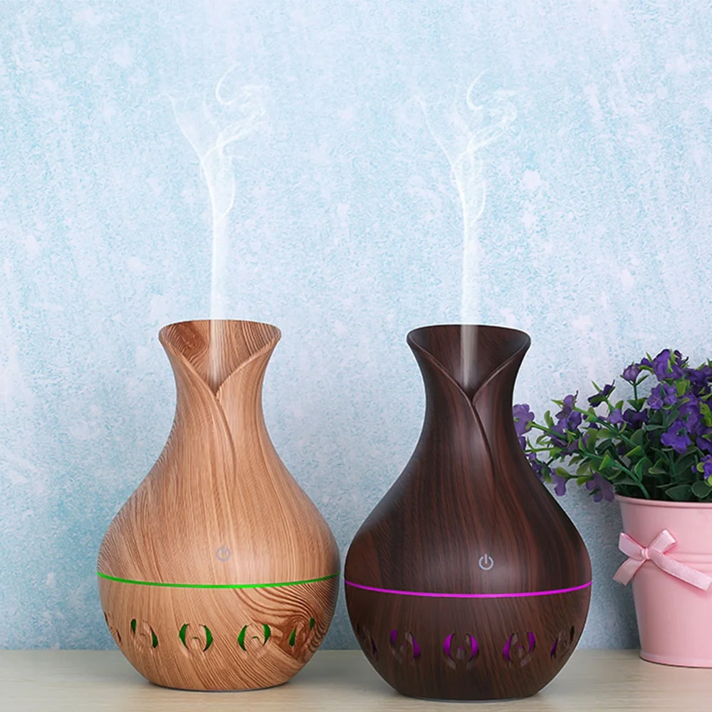 Mini USB Air Humidifier Wood Frain Diffuser Colorful Electric Oil Aromatherapy Ultrasonic Air Diffuser For Home Office Car