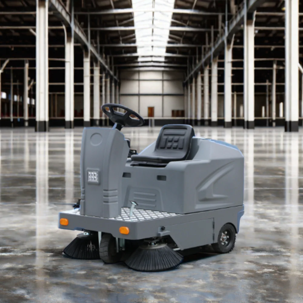 Commercial battery powered ride on sweeper scrubber for road cleaning  mechanical walk behind sweeper