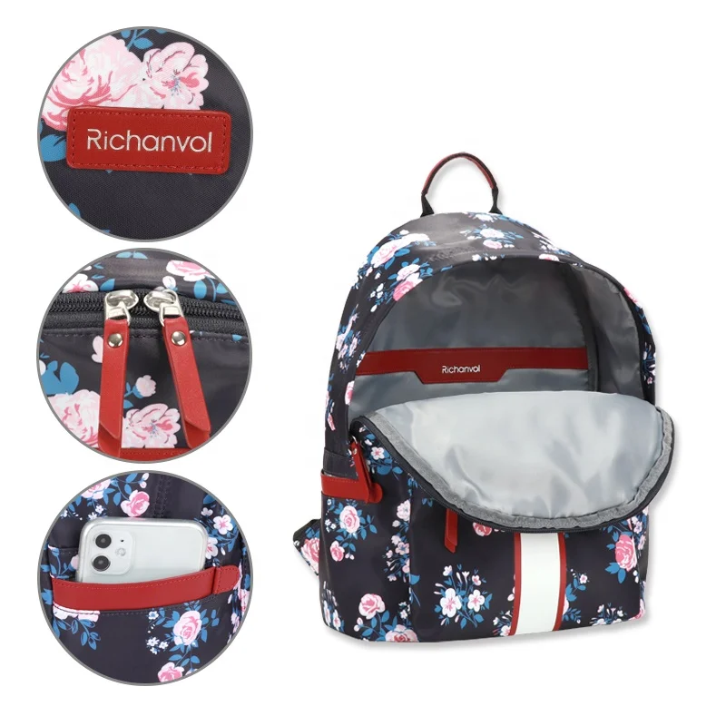 15 Inch Height Lightweight Bookbag for Teen Cute Flower Casual school bags Small backpacks for Girls