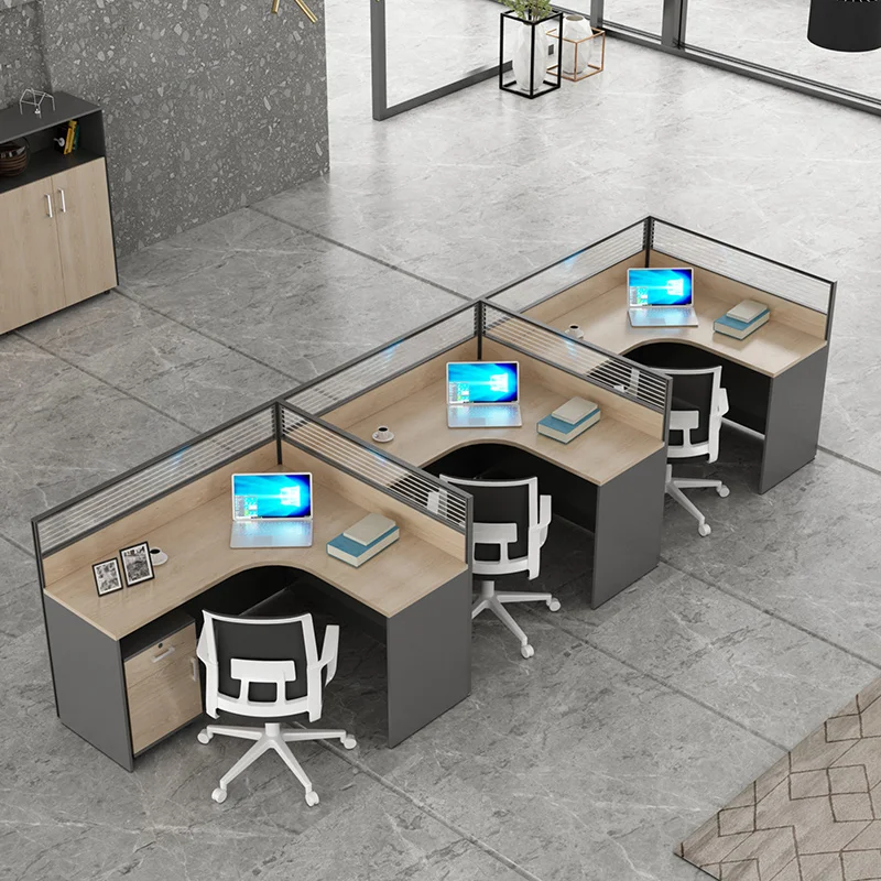 Modern Wooden Mfc  Office Desk L Shape Staff Office Workstation Commercial Office Furniture