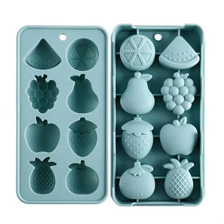 Cute Silicone Fruit Ice Cube Maker Tray Mold Dessert Baking Tools 8 Hole Chocolate Cake Jelly Molds DIY Ice Hockey Soap Mould