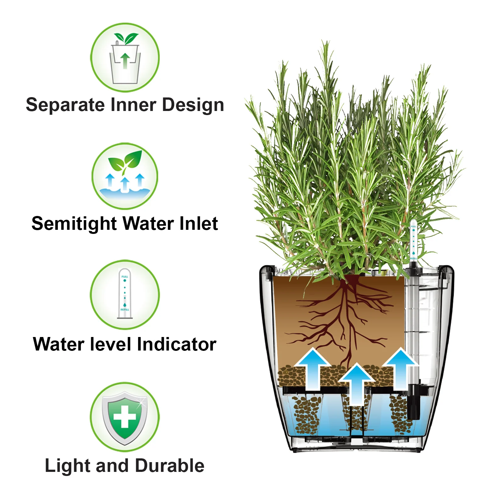 2021 hot sale stackable planter self watering flower plastic plant pots for gardening