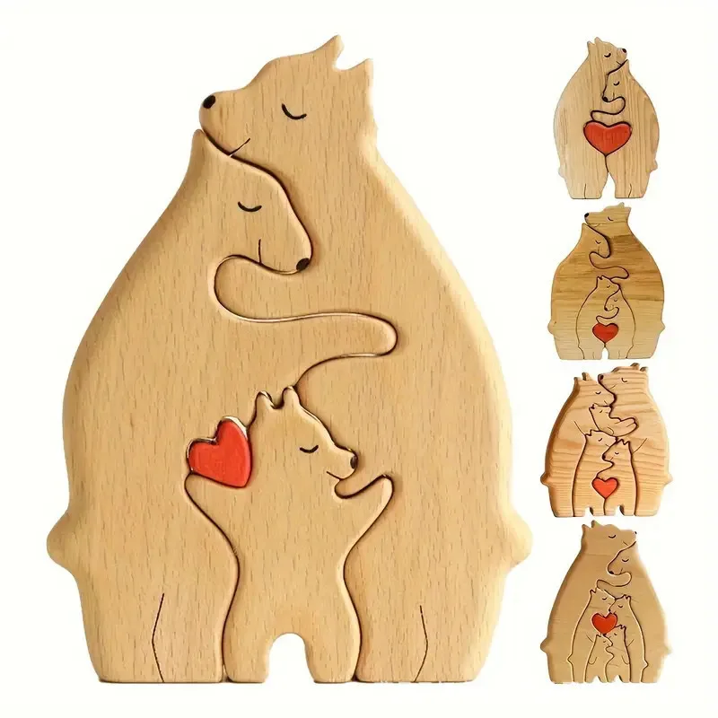 Cat Couple Wooden family Puzzle  with Names
