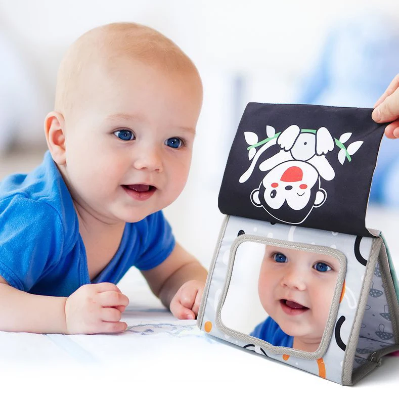 Factory Infant sensory toys Baby floor activity crinkle book with mirror Tummy time quiet book montessori for newborns