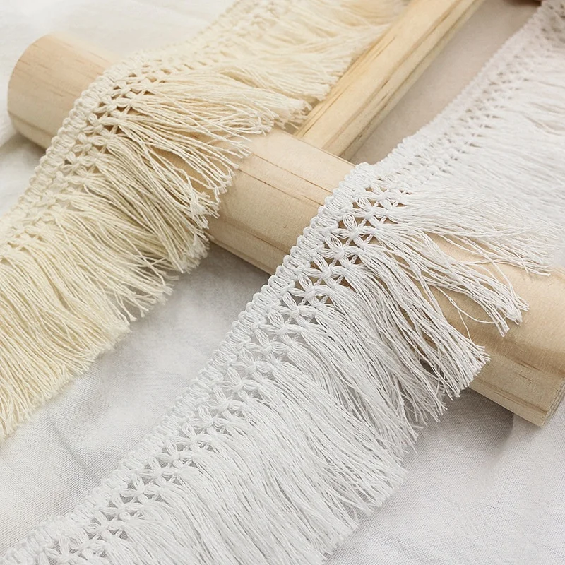 Factory direct 6cm cotton fringe tassel lace trim for textiles, carpets flag, curtains, scarf garment homestay wall hanging