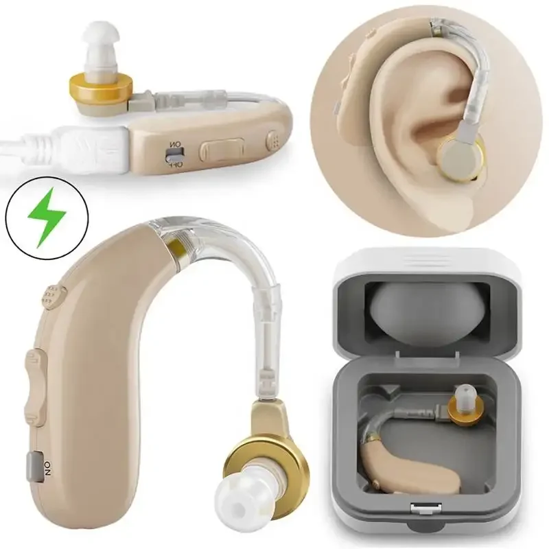 BTE Mini Invisible USB Hearing Aid with Ce Certification Adjustable Volume Control Rechargeable Hearing Aids for Seniors