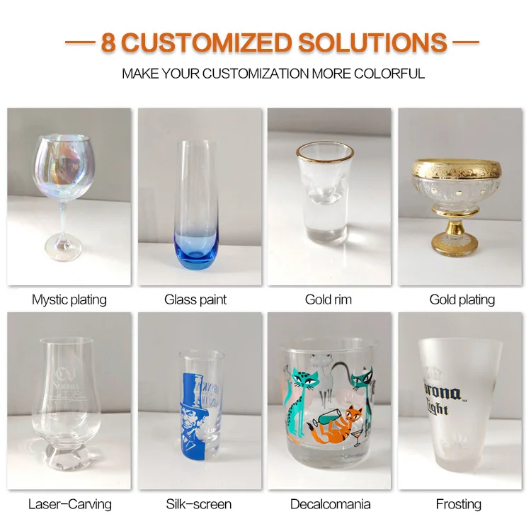 Customizable Hand Blown Clear Crystal Red White Clear Wine Glasses Champagne Long Stem Wine Glasses for Wedding Party