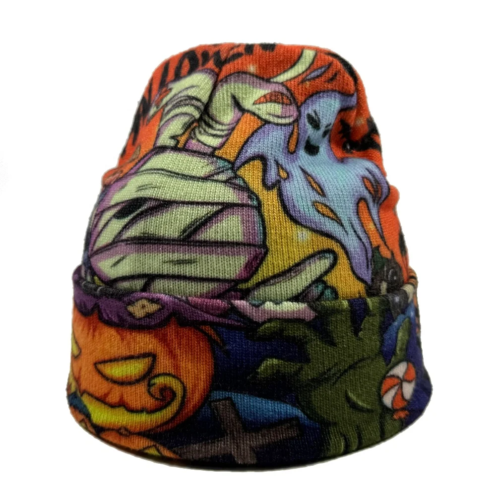 OEM premium unisex colorful Christmas new year festival winter hat custom all over sublimation printing design polyester beanie