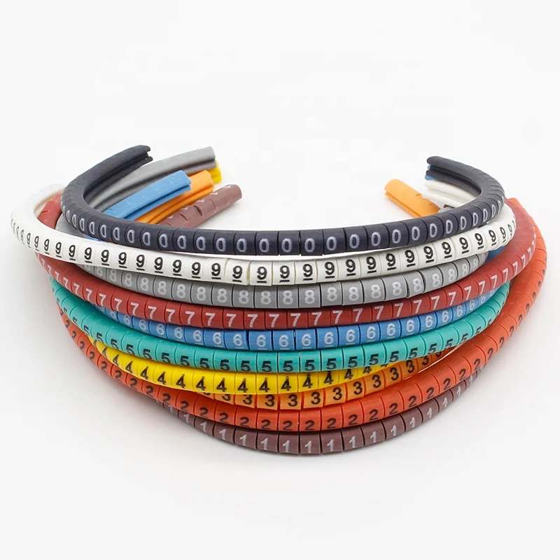 500PCS EC-0 Cable Wire Marker 0 to 9 For Cable Size 1.5 sqmm Colored