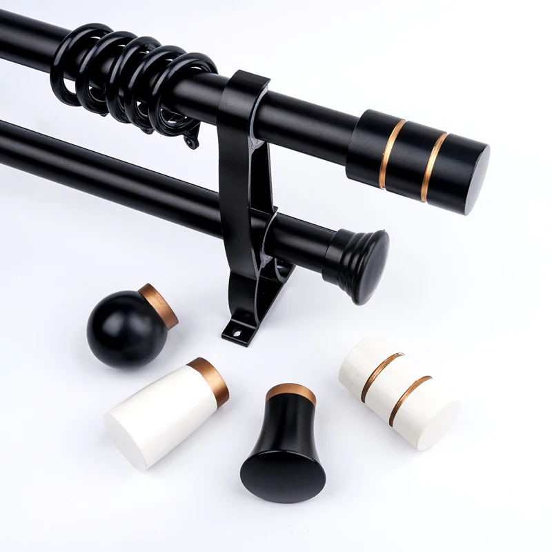Iksun Wholesale Aluminium Decorative Window Double Curtain Rod Black Accessories