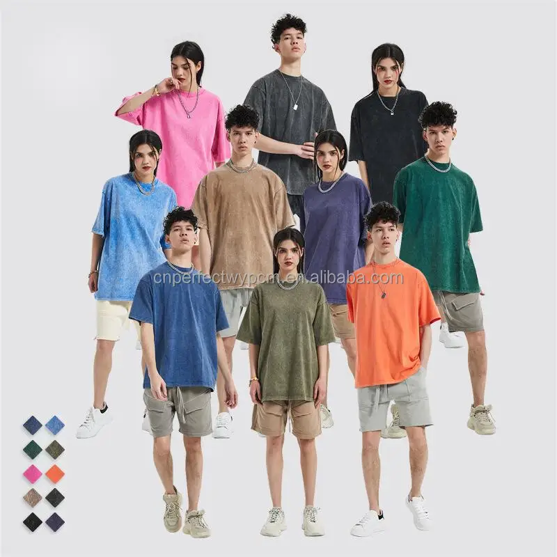 Dropshipping Oversized Custom Graphic t shirts DTG Printed custom t shirt printing Vintage Washed Heavyweight Cotton Plain Men T