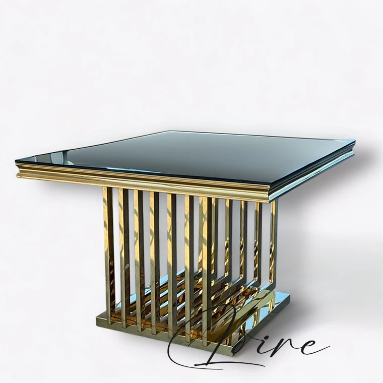 Luxury Event Cake Gold Stainless Steel Bar square Cocktail Table For Hotel Wedding Rental Wedding Banquet Furniture