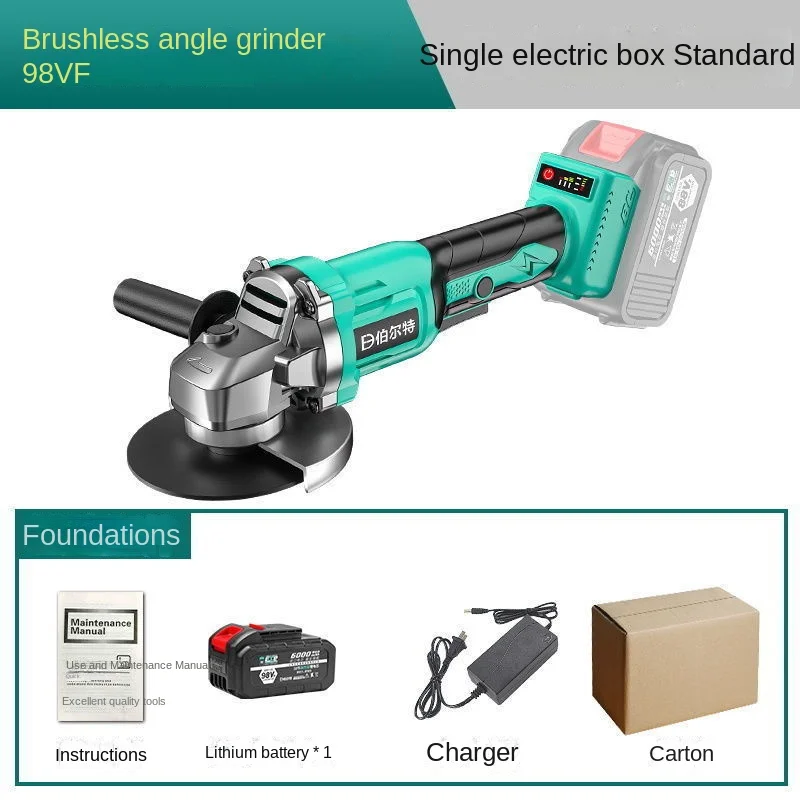 Burt Genuine Goods Brushless Lithium Battery Powered Angle Grinder Electric Polishing Machine Hand Grinding Wheel Charging