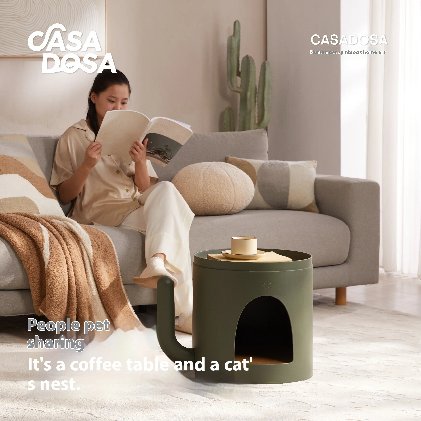 2024 New Solid Pattern Plastic Cat Litter Bed Dual Purpose Pet Furniture for Living Room & Coffee Table Cats Love It!