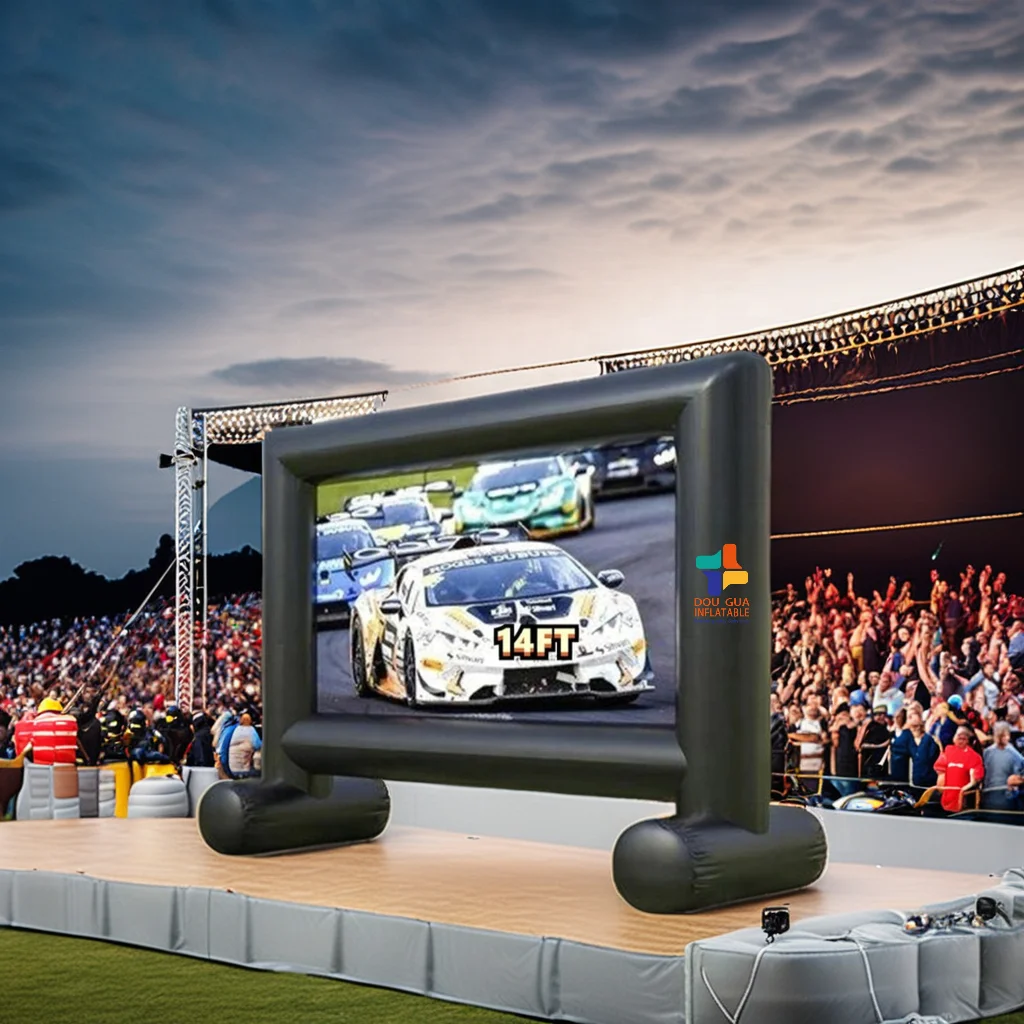 Commercial Outdoor 17ft 20ft Inflatable PVC Movie Screen Big Theater for Party & Advertising with Blower Accessory