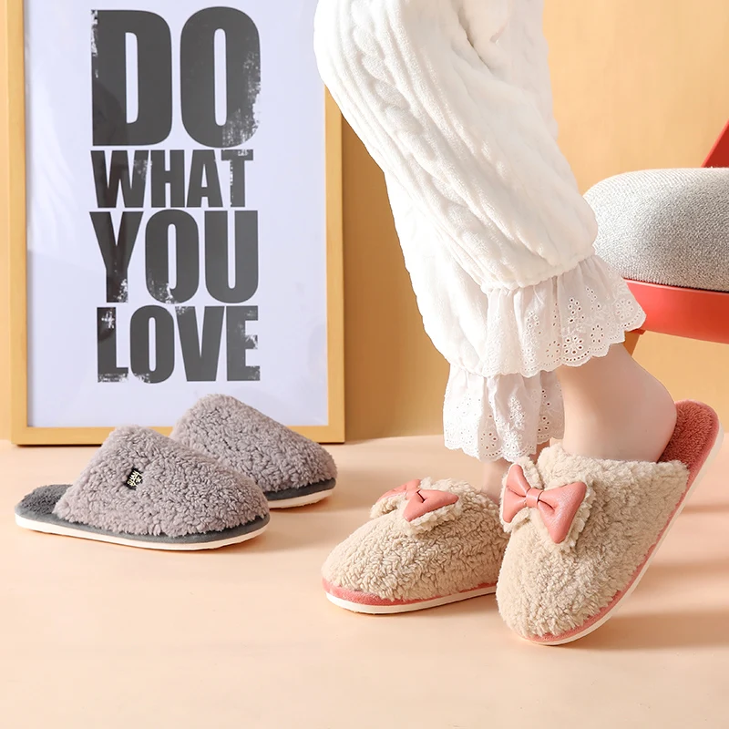 Factory Directly Wholesale Indoor plush Winter soft Fluffy Home Warm slides Slippers for women
