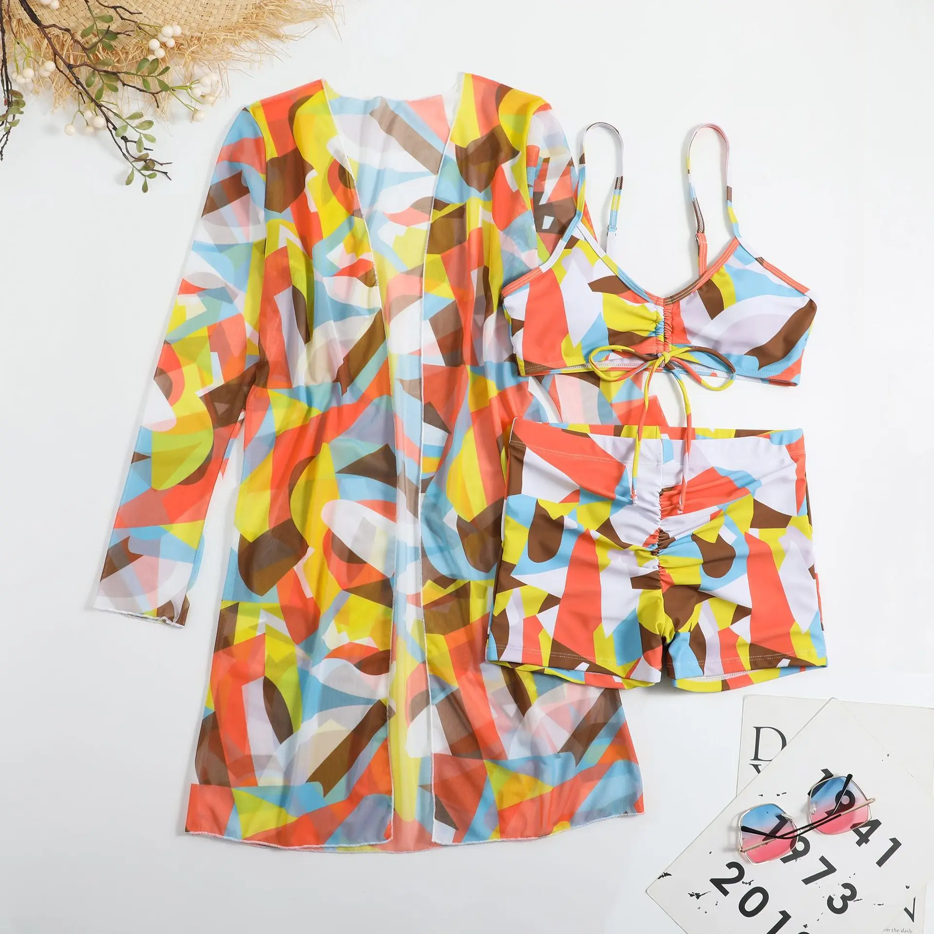 OLAF 3XL Size Extreme Girl Swimwear Beachwear Woman Bikini Bath Swim Suit Set Swimwear With Cover Up