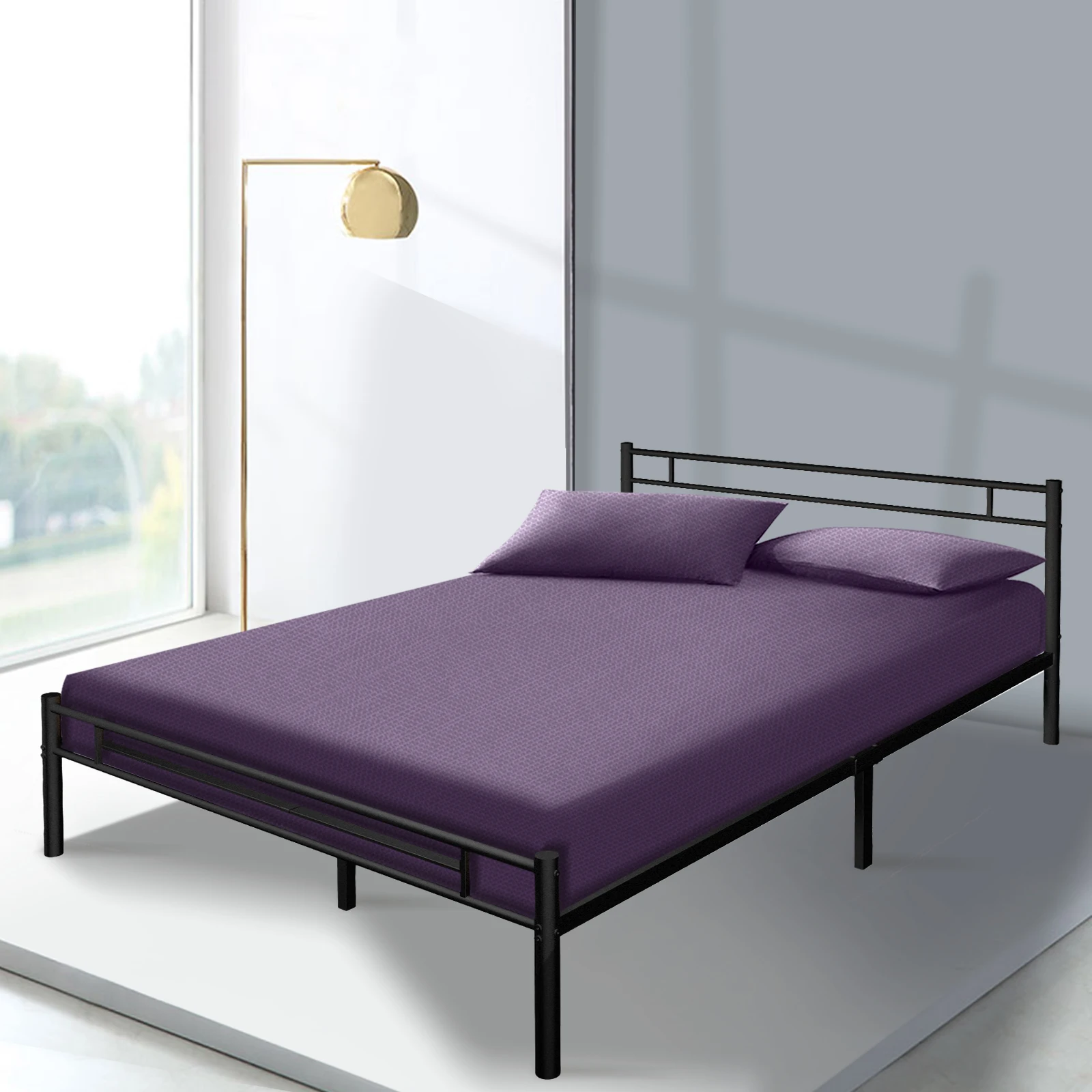 Kainice cheap bed frame modern metal bed frame legs slat wooden part full size bed frame for bedroom