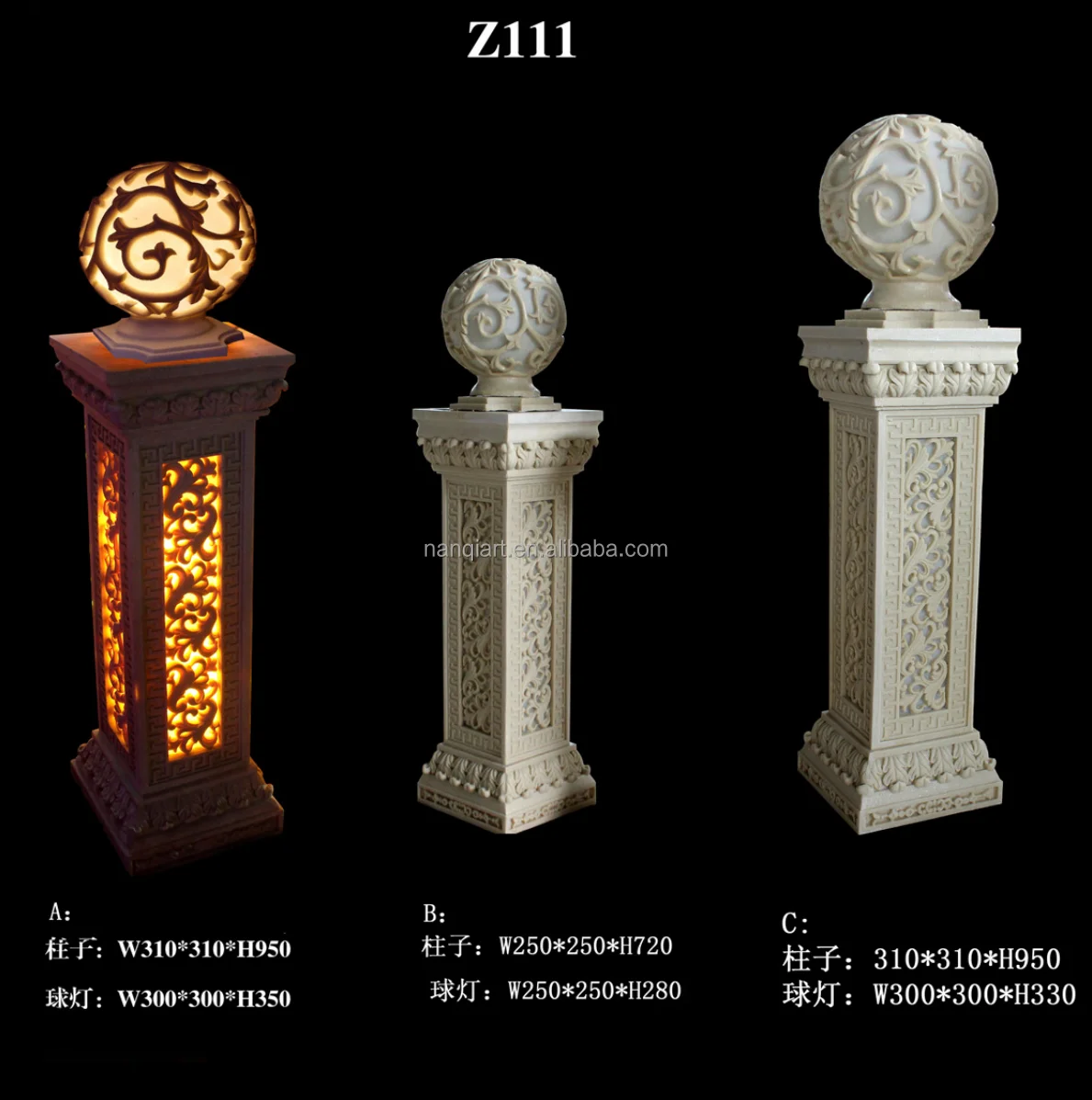 Guangzhou Nanchi Factory Good Quality Hand Carving Garden Sculptures Modern Abstract Art Hollow Artificial Stone Statue Lights