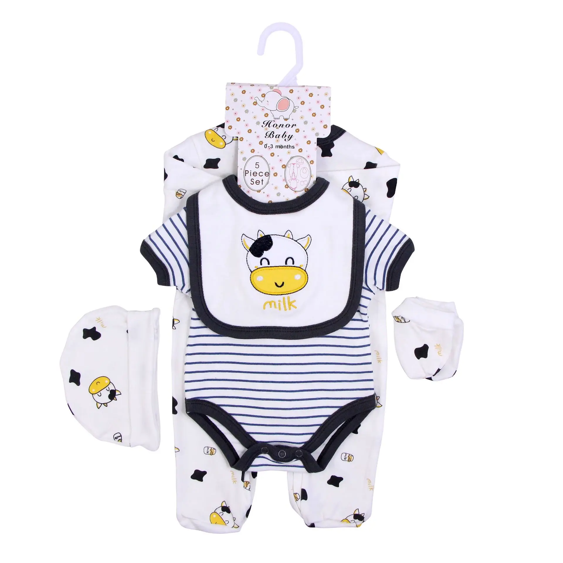 5 pcs set newborn baby clothes outfit gift romper jumpsuit body jumpsuit bib wholesale kids clothes cotton boutiques stock