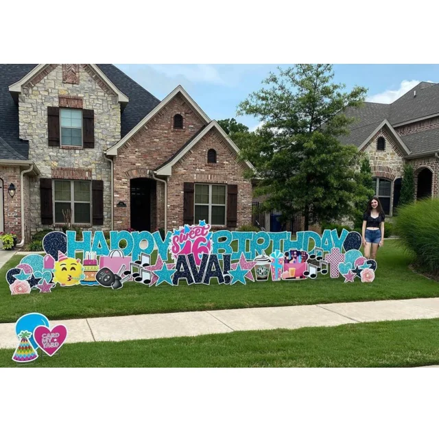 alphabet letter yard sign happy birthday yard sign