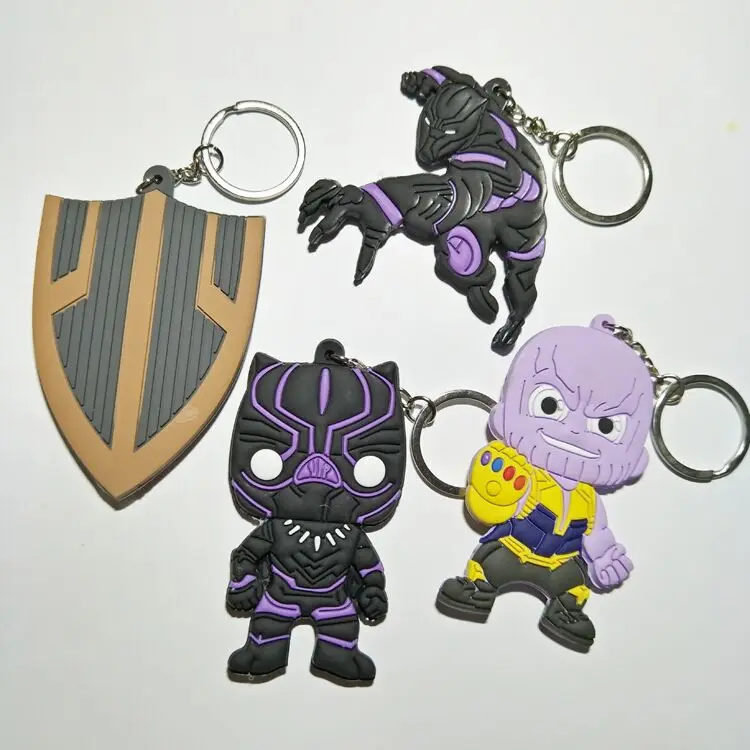 Wholesale Custom Marvel Superhero Keyring Charm Pendant Bat Spider Iron Man Hulk Captain Venom Thanos Rubber keychain