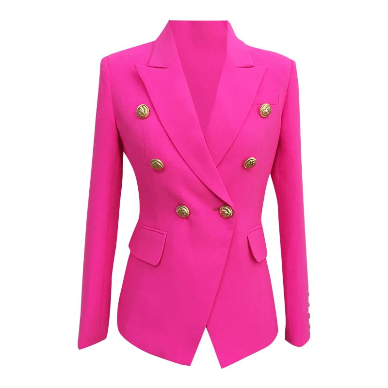 2022 wholesale women jacket fashion women blazer jacket XXL button embellished hot pink  red blazer jacket for women