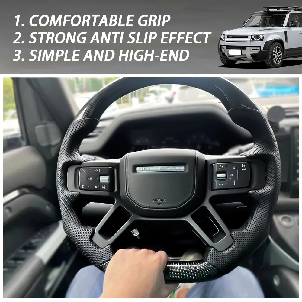 Car Interior Modification Accessories Carbon Fiber 40X40 Steering Wheel For Land Rover Defender 2020 2024