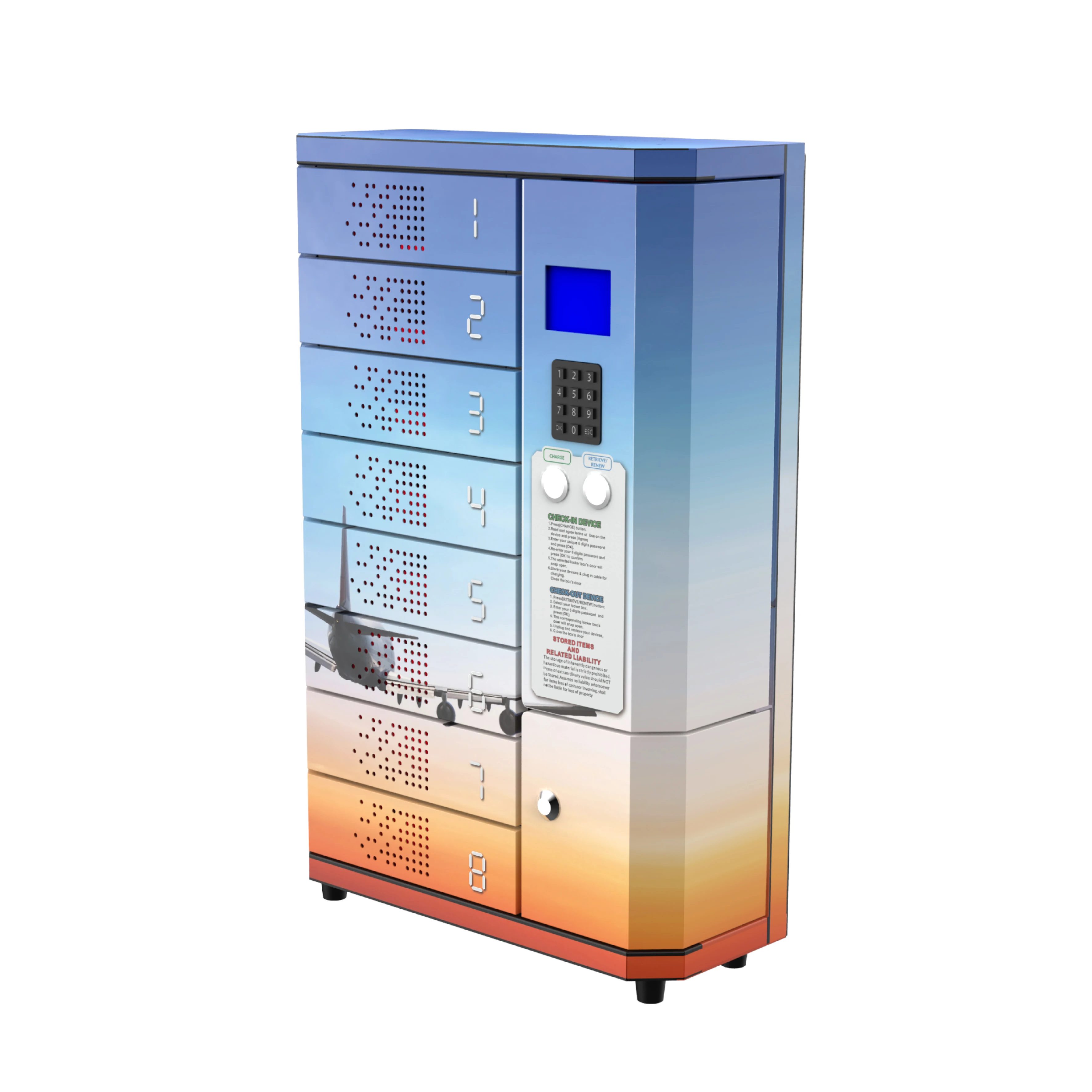 Public Wall Mounted Steel Body Cell Phone Charging Station High Quality Charging Lcokers with 8 Digital Secured Lockers