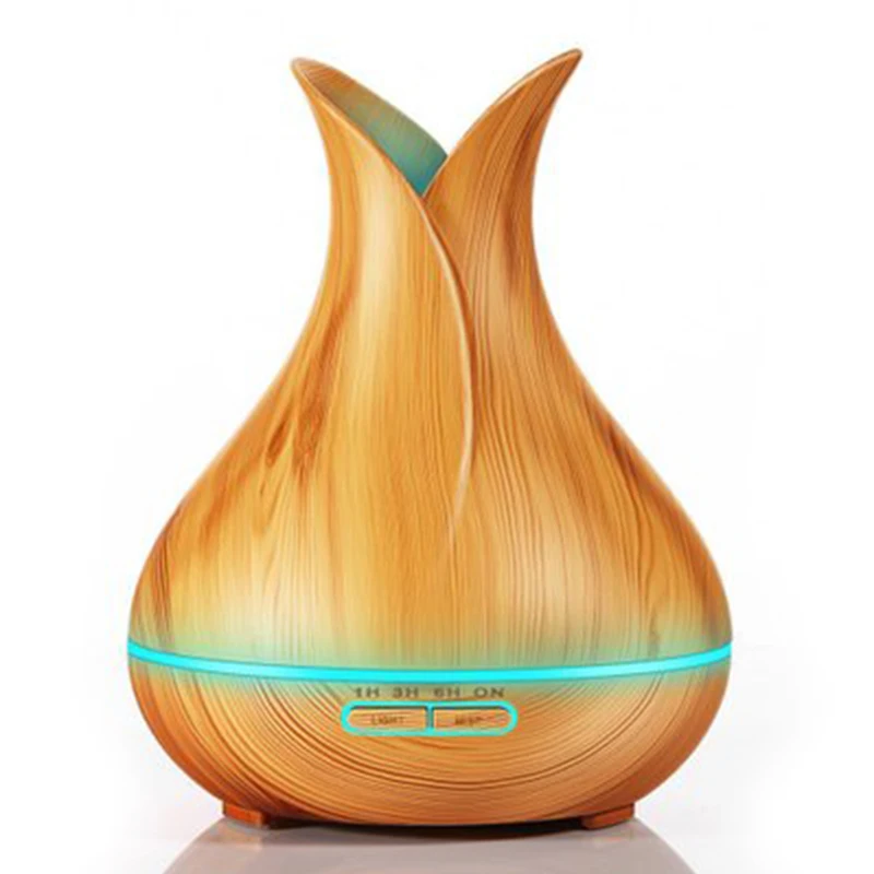 stock Top Seller 400ml Wood grain vase aromatherapy Smart Ultrasonic Essential Oil Diffuser Home Appliances Air Humidifier