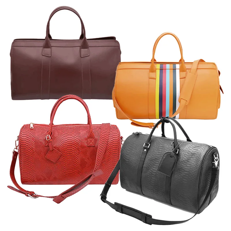 Luxury Custom Logo Snakeskin Leather Waterproof Large Gym Duffel Bag Custom Travel Bags For Mens