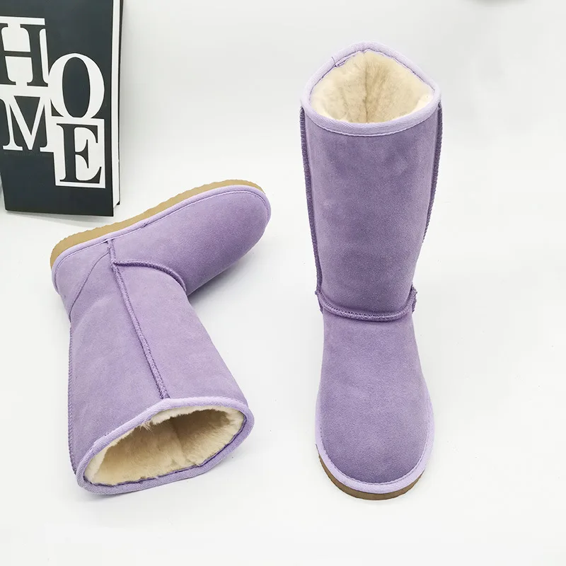 Wholesale 2024 luxury designer boots outdoor fashion winter shoes cowhide wool knee high boots for women