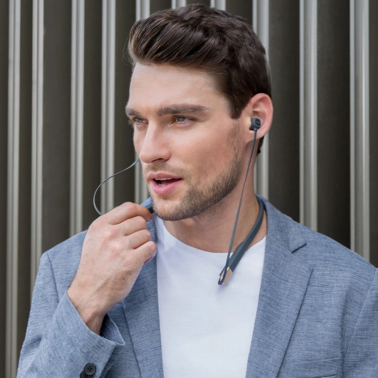 Waterproof BT 5.0 Headset Magnetic Wireless Sports Running Neck Earbuds with Mic Noise Cancelling Neckband Earphone