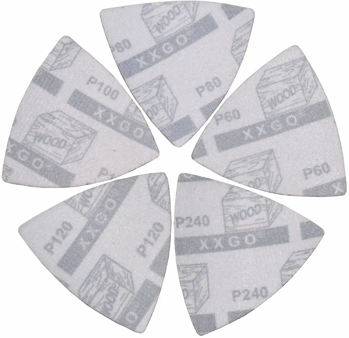  80mm 60/80/100/120/240 Grits Oscillating Hook and Loop Sanding Triangle Paper