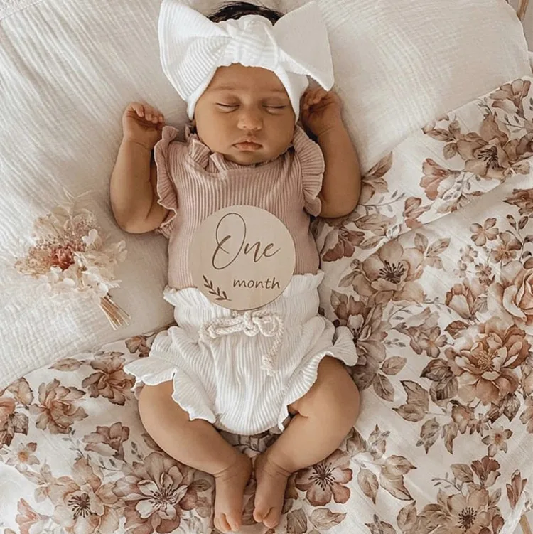 Newborn Baby Girl Clothes Set Solid Lace Ruffles Sleeve Backless Tops Toddler Shorts Outfits 100%