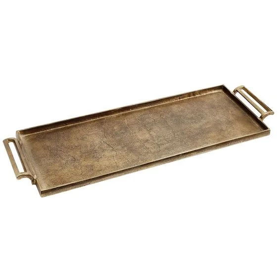 Home Decor Brass Tray For Home Kitchen Hotel Restaurant Golden Color Decorative Tray with Brass Stands Metal for Tableware