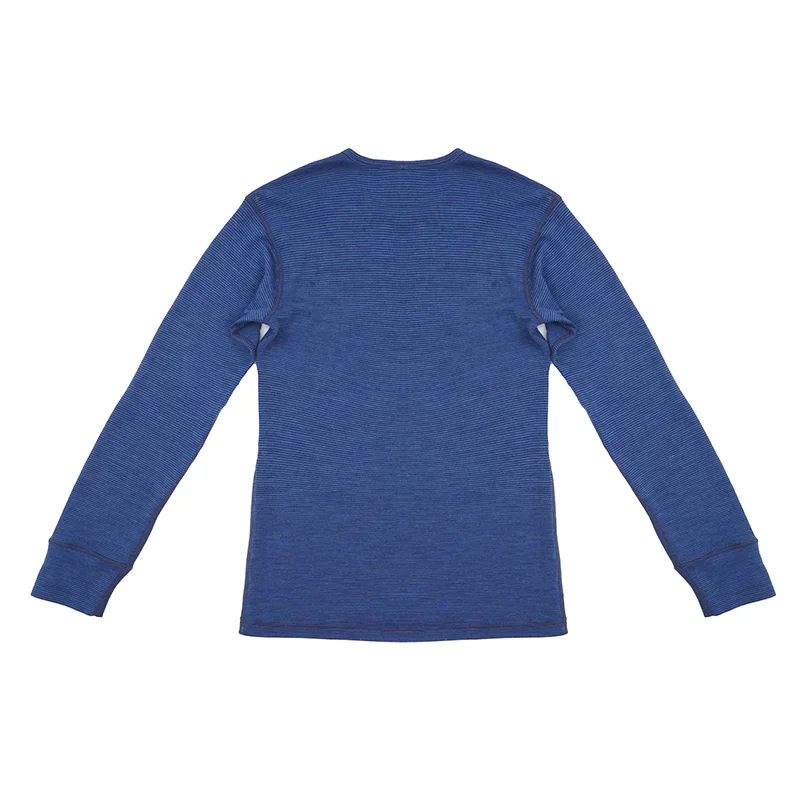 Solarwool Fashion Winter Interlock Heated Stripe Underwear 100% Merino Wool Womens Basic Shirt