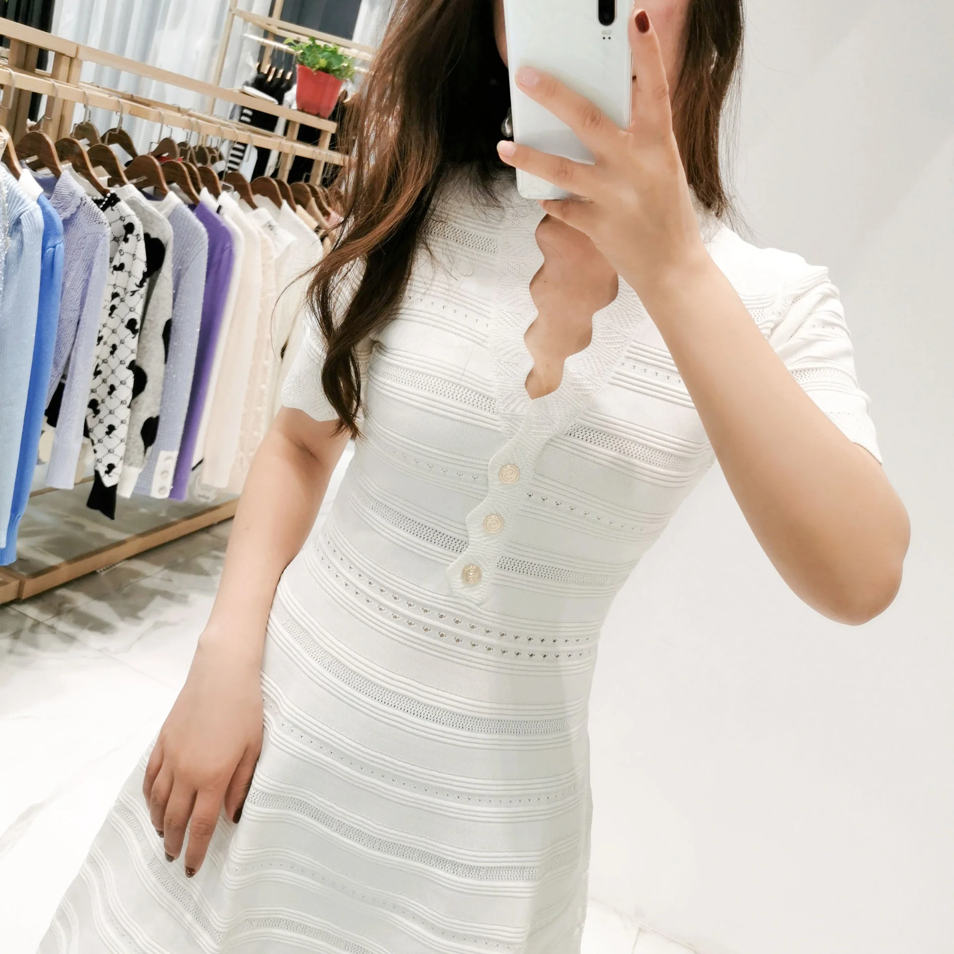 Bettergirl 2024 New High Quality Factory Custom Summer Women Fashion Ice Silk Beaded Dress French Casual Sandro Knit Dress